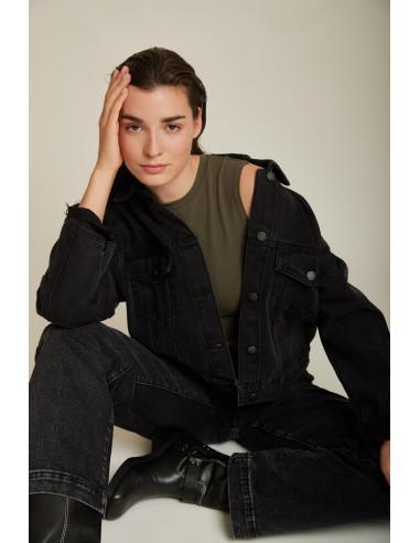 Schwarze Jeansjacke - Ebenen Jusqu'à 80% De Réduction