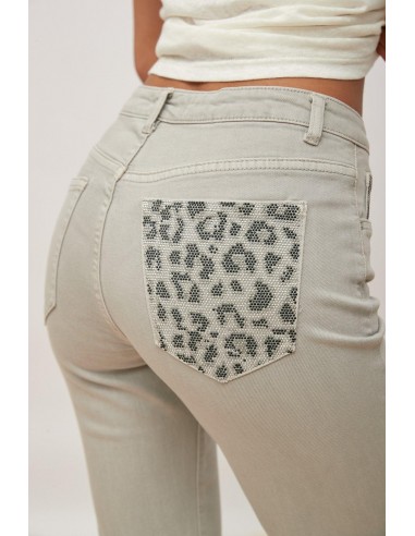 Leopardo de bolsillo detallado de los jeans - felino commande en ligne