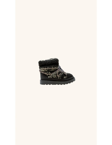 KIDS FUR SNOW BOOTS BLACK solde