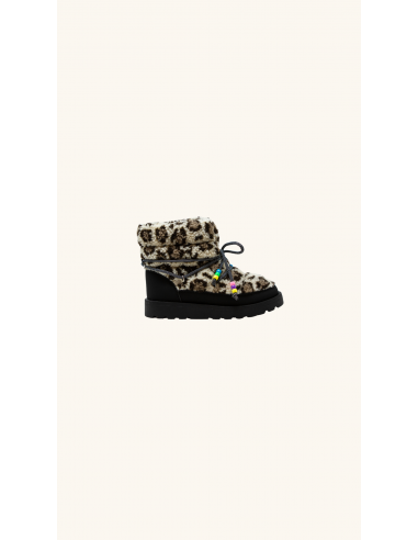 KIDS FUR SNOW BOOTS LEOPARD hantent personnes