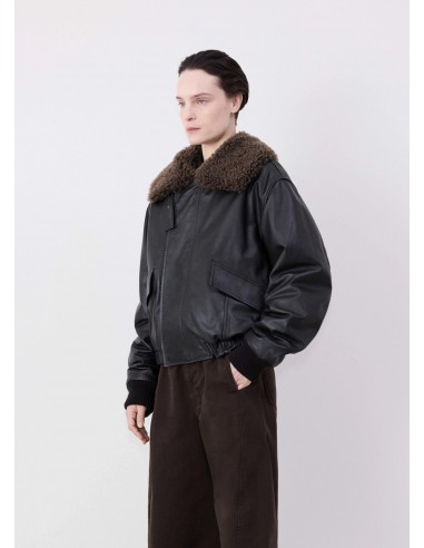 LEATHER BLOUSON WITH SHEARLING COLLAR les muscles