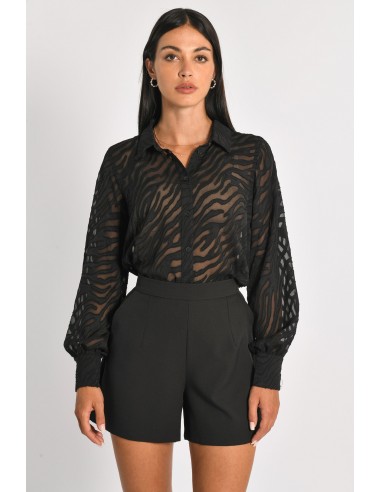 CHEMISE MAILLE DÉVORÉE ZÈBRE PENNY NOIR pas chere