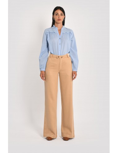 PANTALON LARGE TENCEL SUN BEIGE en stock