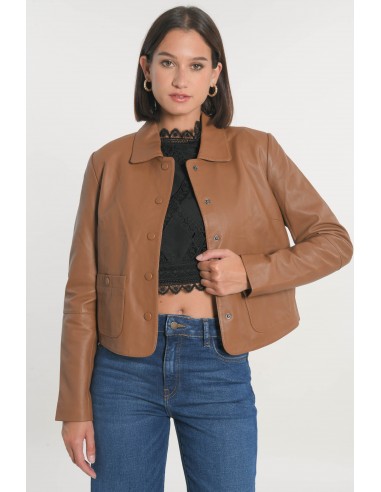 VESTE CUIR - OLIVIA - CAMEL 50-70% off 