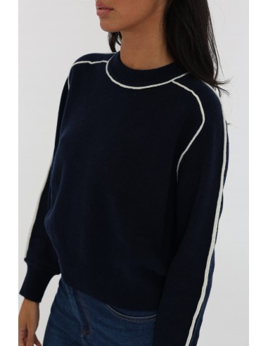 PULL COL ROND GABBY NAVY/ÉCRU 2023