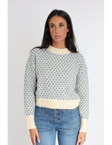 PULL JACQUARD ALICE BEIGE/BLEU Economisez 