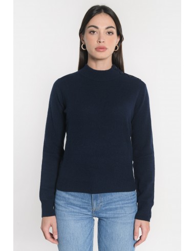 PULL COL CHEMINÉE ANITA NAVY en linge