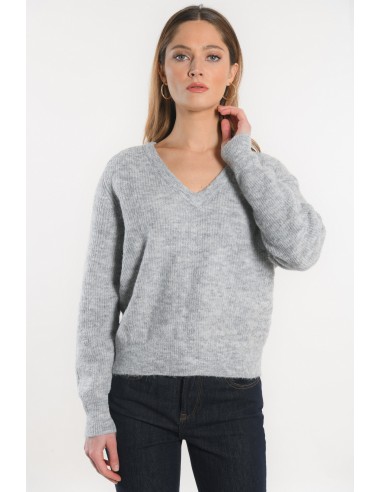 PULL COL V - DANNA - GRIS CHINE la livraison gratuite