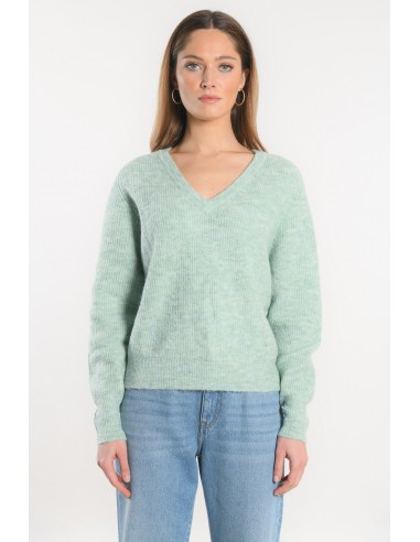 PULL COL V - DANNA - VERT AMANDE de pas cher