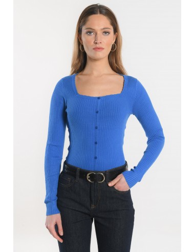 PULL COL CARRE - ELISABETH - COBALT soldes