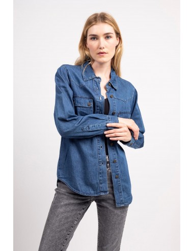 Chemise denim détail bouton - Ninon des créatures d'habitude