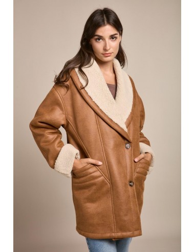 Manteau double face camel moutonné - Maud en ligne